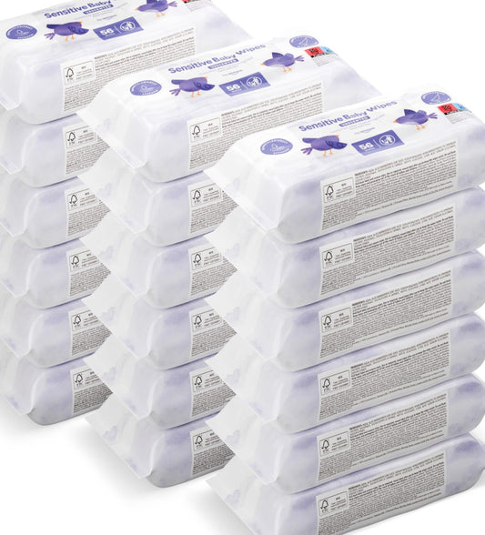 Sensitive Babytücher, unparfümiert, 1008 Feuchttücher (18x56 Stück)